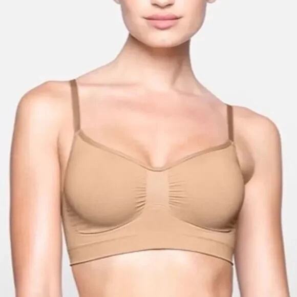 Skims Seamless Sculpt Stretch Wide Strap Bralette Bra Mica Brown XXS/XS NEW - Picture 1 of 11